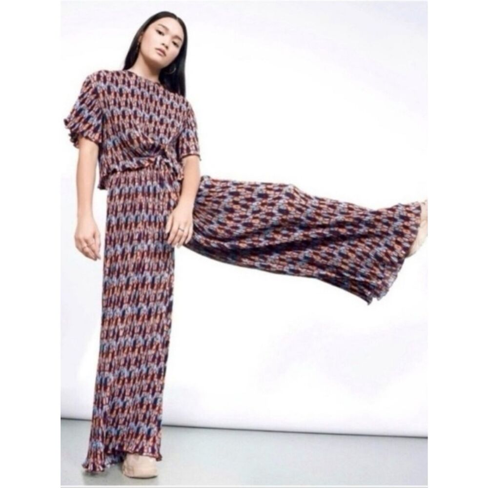 Wildfang The Empower Plisse Loose Leg Drawstring Pants Size SMALL